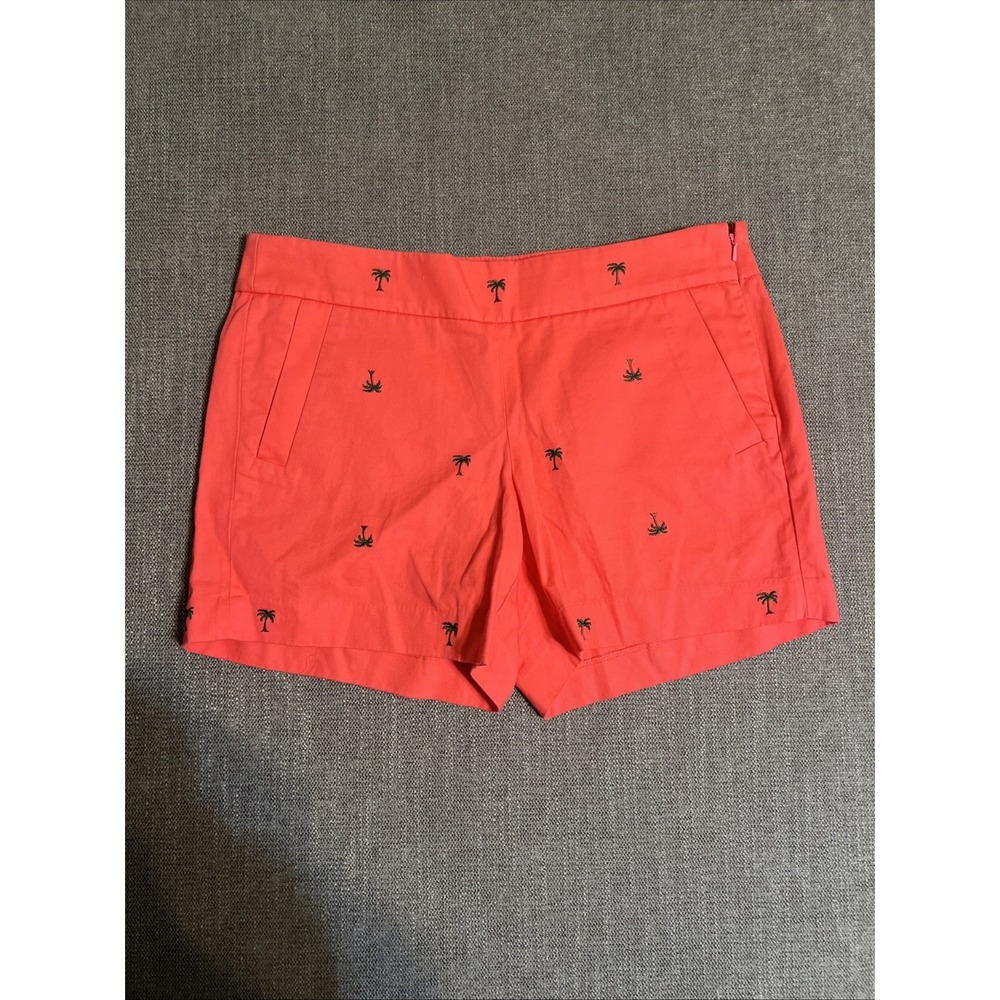 J Crew Shorts Women 6 Palm Tree All Over Print Side Zip Pink Golf Preppy City